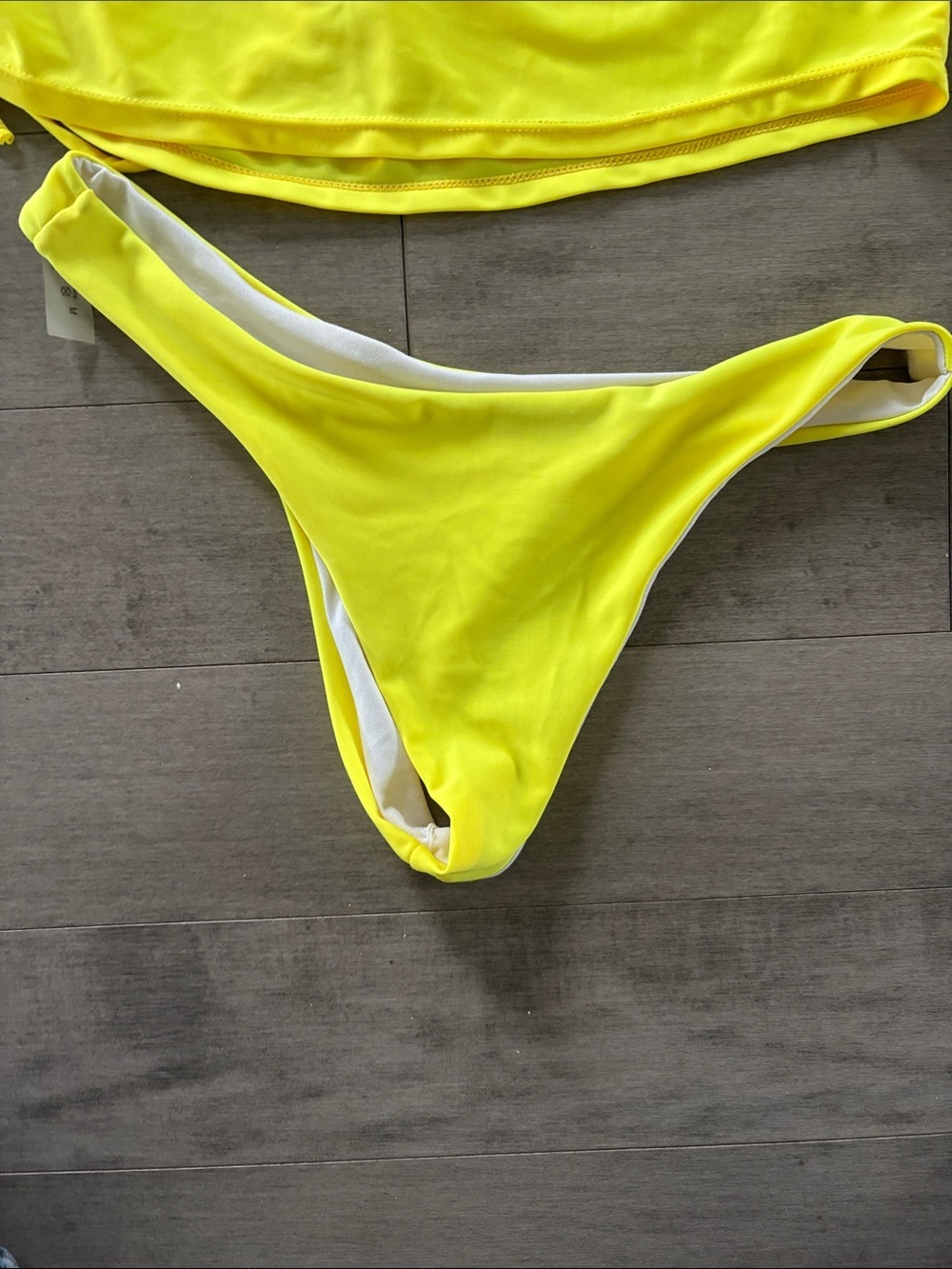 Bright Yellow 3 Piece Bikini Set Size Medium Swimwear Cover Up - Picture 8 of 11